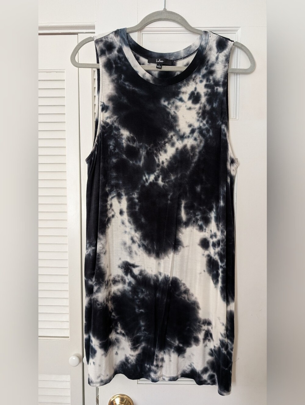 Lulu's Black and White Tie-Dye Sleeveless Tank Dress